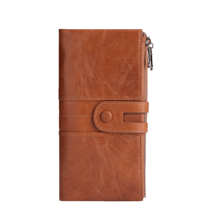 Women's Leather Wallet Large Capacity Multi Card Position Concealed Buckle Coin Purse Vintage Simple Long Wallet Female