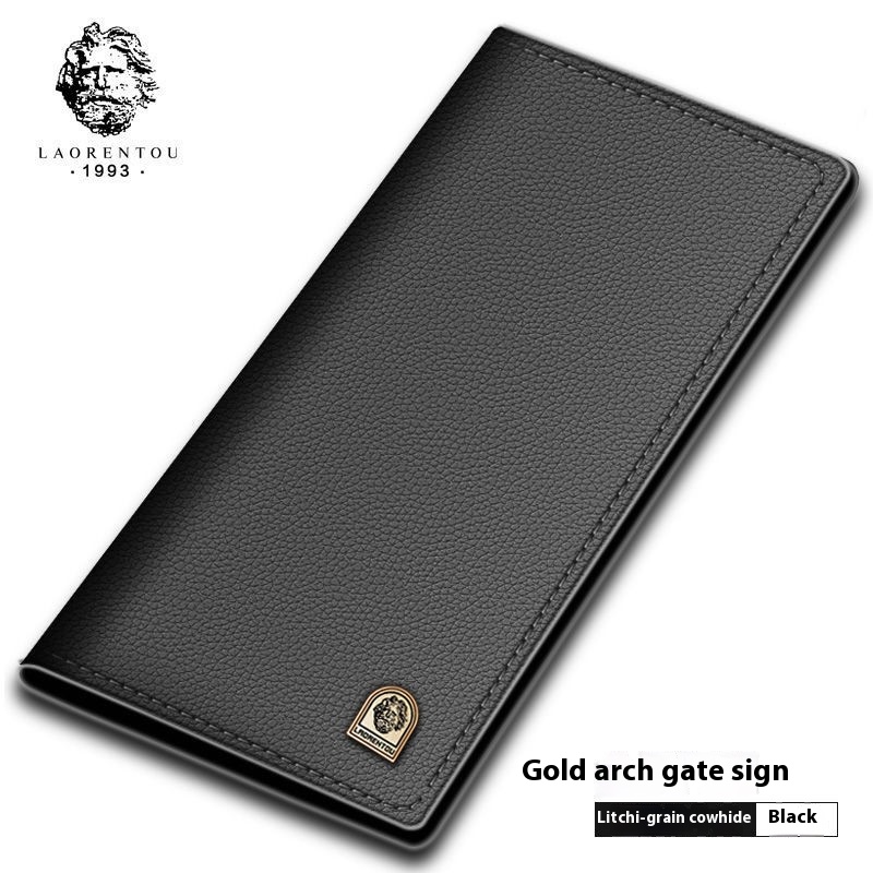 Men's long thin soft leather men's wallet youth wallet head layer cowhide money clip