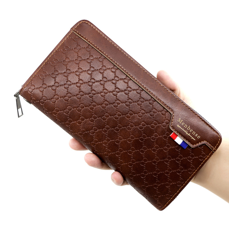 Men's Long Long Bag Clutch Coin Bag Fashion Zipper Cell Phone Bag Multi Card Position Money Clip