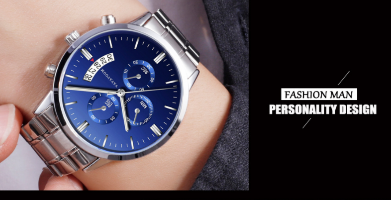 mechanical men's stainless steel with business casual calendar quartz watch